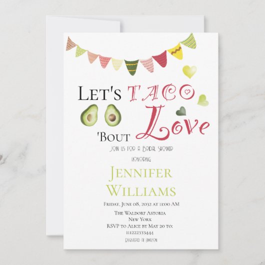 Laten we Taco Bout Love Vrijgezellenfeest Mexican  Kaart (Voorkant)