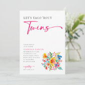 Laten we taco 'Bout Twins Floral Fiesta Baby Showe Kaart (Staand voorkant)