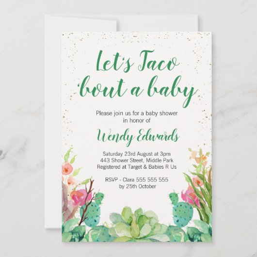 Laten we Taco Fiesta Thema Baby shower Uitnodiging (Voorkant)