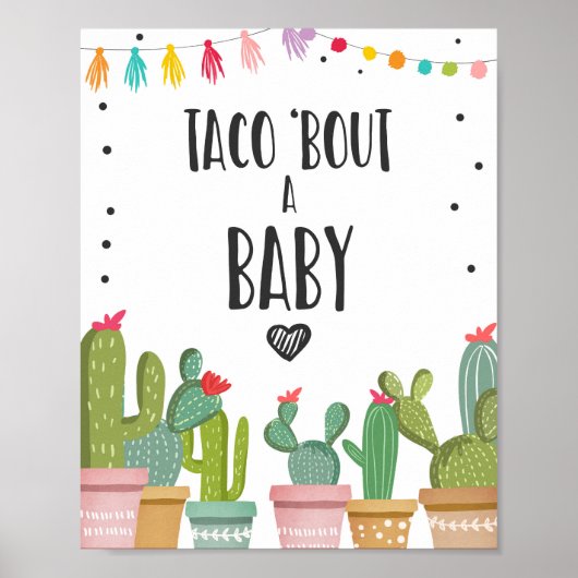Laten we taco over een baby Cactus Fiesta Tafelkaa Poster (Voorkant)