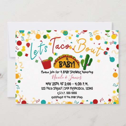 Laten we Taco over een Baby shower Fiesta Party Kaart (Voorkant)