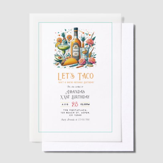 Laten we Taco 'Over een verjaardag - Fiesta Party Vellum Uitnodigingen (Offset)