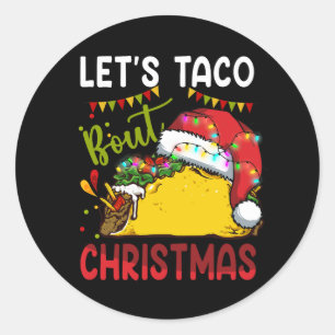 Laten we Taco Over Kerstmis Grappig Santa Hat Taco Ronde Sticker