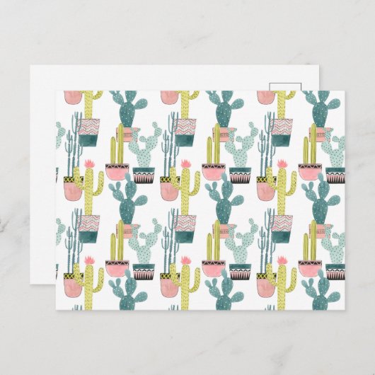 Laten we Taco Over Liefde | Cactus Pattern Briefkaart (Voorkant / Achterkant)
