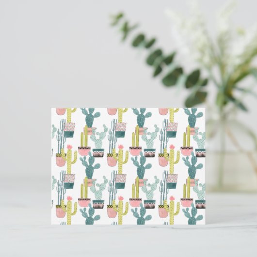 Laten we Taco Over Liefde | Cactus Pattern Briefkaart (Staand voorkant)