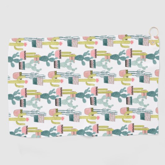 Laten we Taco Over Liefde | Cactus Pattern Golfhanddoek (Horizontaal)