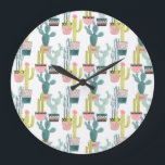 Laten we Taco Over Liefde | Cactus Pattern Grote Klok<br><div class="desc">Geniet van dit nieuwe,  creatieve lamaontwerp op een product of mapparaat om de wereld om je heen te verbeteren en te vergroten. Artiest: Grace Popp</div>