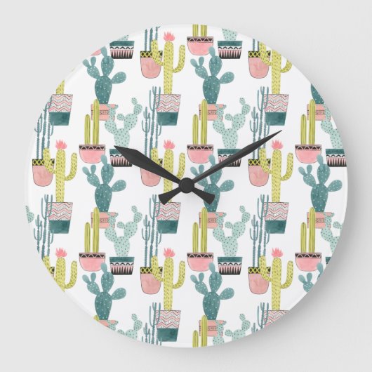 Laten we Taco Over Liefde | Cactus Pattern Grote Klok (Voorkant)
