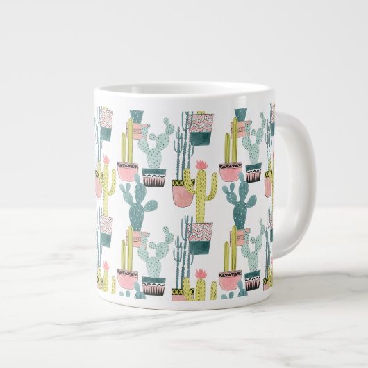 Laten we Taco Over Liefde | Cactus Pattern Grote Koffiekop (Voorkant rechts)