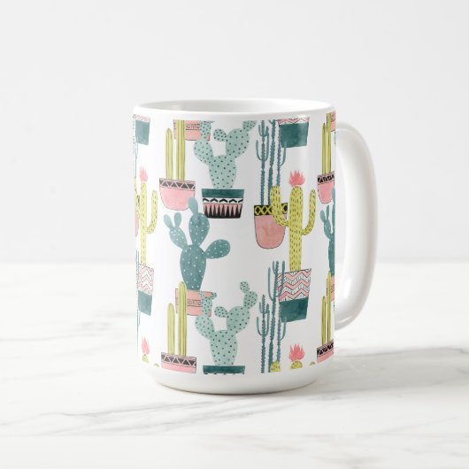 Laten we Taco Over Liefde | Cactus Pattern Koffiemok (Voorkant rechts)