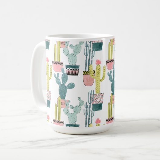 Laten we Taco Over Liefde | Cactus Pattern Koffiemok (Voorkant links)