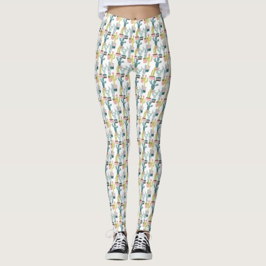 Laten we Taco Over Liefde | Cactus Pattern Leggings (Voorkant)