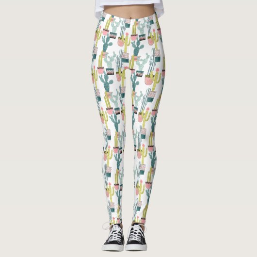 Laten we Taco Over Liefde | Cactus Pattern Leggings (Voorkant)