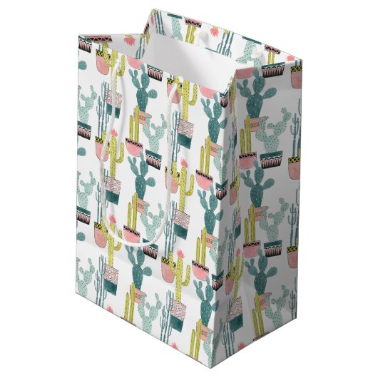 Laten we Taco Over Liefde | Cactus Pattern Medium Cadeauzakje (Achterkant Gekanteld)