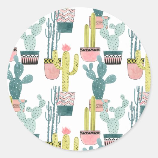 Laten we Taco Over Liefde | Cactus Pattern Ronde Sticker (Voorkant)