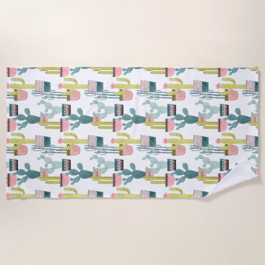 Laten we Taco Over Liefde | Cactus Pattern Strandlaken (Voorkant)