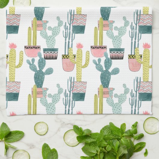 Laten we Taco Over Liefde | Cactus Pattern Theedoek (Gevouwen)