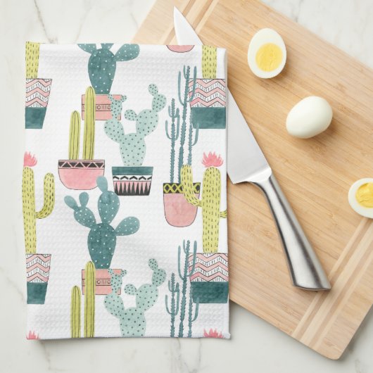 Laten we Taco Over Liefde | Cactus Pattern Theedoek (Quarter Fold)