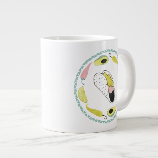 Laten we Taco Over Liefde | Cirkel Taco Element Grote Koffiekop (Voorkant rechts)