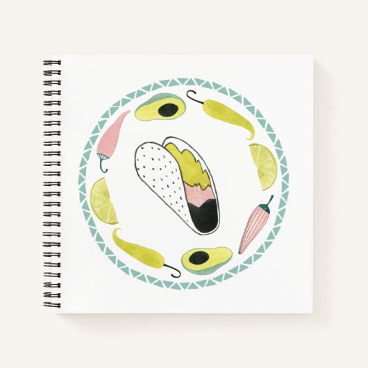 Laten we Taco Over Liefde | Cirkel Taco Element Notitieboek (Voorkant)