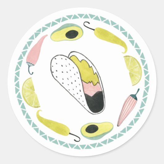 Laten we Taco Over Liefde | Cirkel Taco Element Ronde Sticker (Voorkant)