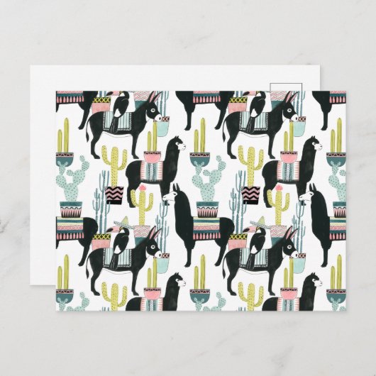 Laten we Taco Over Liefde | Llama en Donkey Patter Briefkaart (Voorkant / Achterkant)