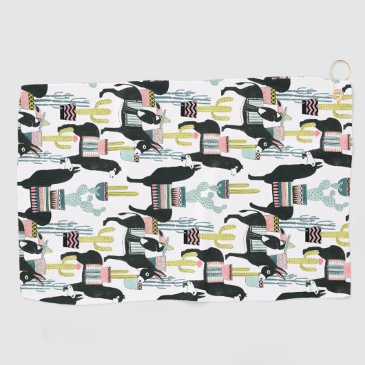 Laten we Taco Over Liefde | Llama en Donkey Patter Golfhanddoek (Horizontaal)