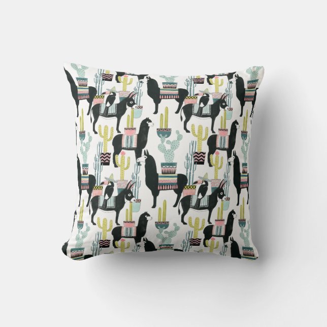 Laten we Taco Over Liefde | Llama en Donkey Patter Kussen (Voorkant)