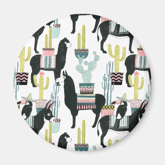 Laten we Taco Over Liefde | Llama en Donkey Patter Magneet (Voorkant)