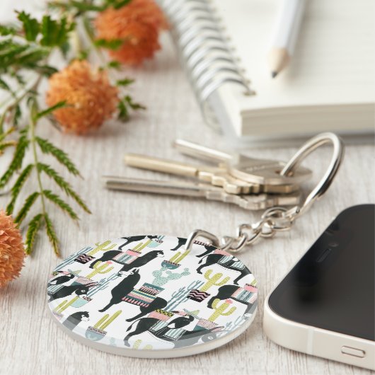 Laten we Taco Over Liefde | Llama en Donkey Patter Sleutelhanger (Voorkant Rechts)