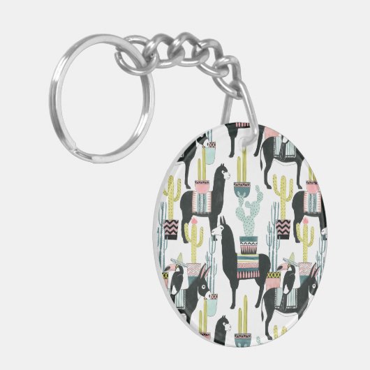 Laten we Taco Over Liefde | Llama en Donkey Patter Sleutelhanger (Voorkant Links)