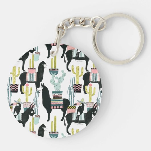 Laten we Taco Over Liefde | Llama en Donkey Patter Sleutelhanger (Achterkant)