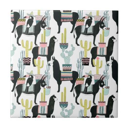 Laten we Taco Over Liefde | Llama en Donkey Patter Tegeltje (Voorkant)