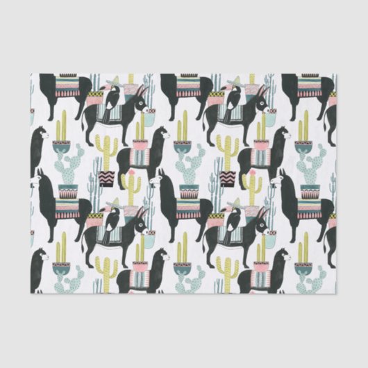 Laten we Taco Over Liefde | Llama en Donkey Patter Tissuepapier (Voorkant)