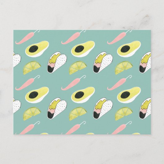 Laten we Taco Over Liefde | Taco Element Pattern Briefkaart (Voorkant)