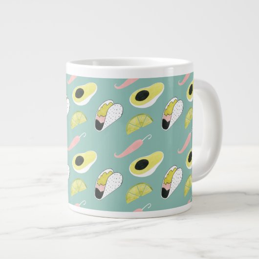 Laten we Taco Over Liefde | Taco Element Pattern Grote Koffiekop (Voorkant rechts)