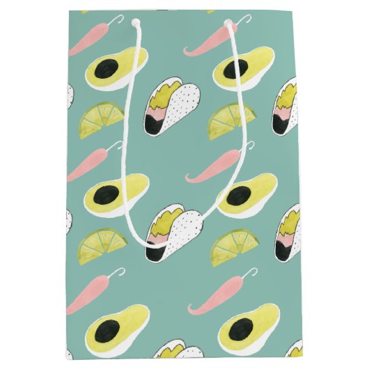 Laten we Taco Over Liefde | Taco Element Pattern Medium Cadeauzakje (Voorkant)