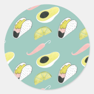 Laten we Taco Over Liefde   Taco Element Pattern Ronde Sticker