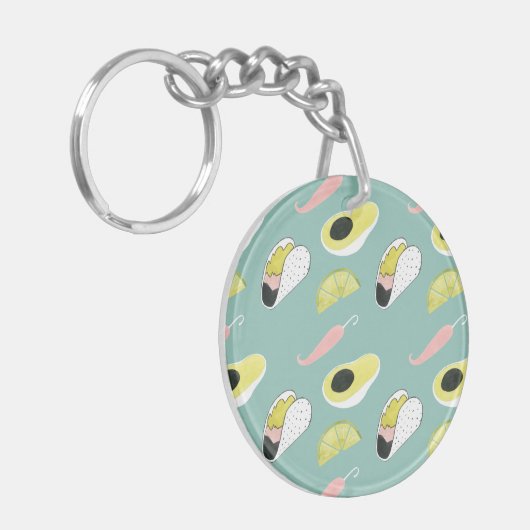 Laten we Taco Over Liefde | Taco Element Pattern Sleutelhanger (Voorkant Links)