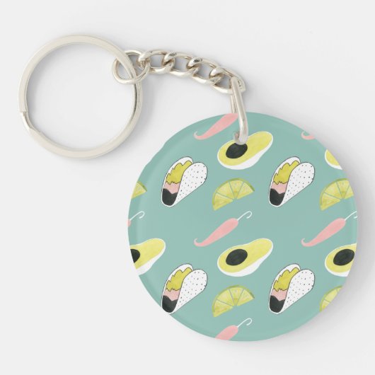Laten we Taco Over Liefde | Taco Element Pattern Sleutelhanger (Voorkant)