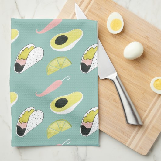 Laten we Taco Over Liefde | Taco Element Pattern Theedoek (Quarter Fold)