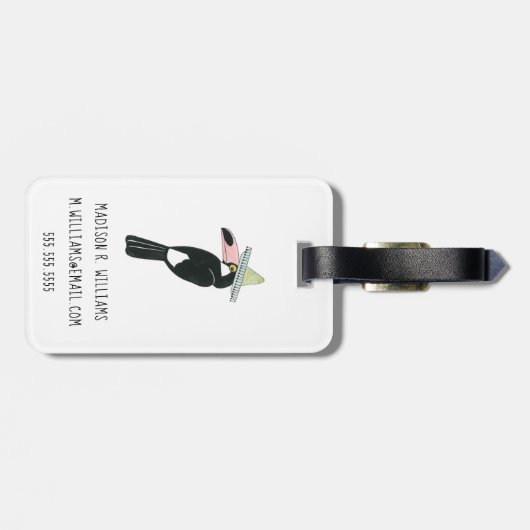 Laten we Taco Over Liefde | Toucan Sombrero Bagagelabel (Achterkant horizontaal)