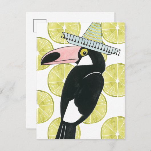 Laten we Taco Over Liefde | Toucan Sombrero Briefkaart (Voorkant / Achterkant)