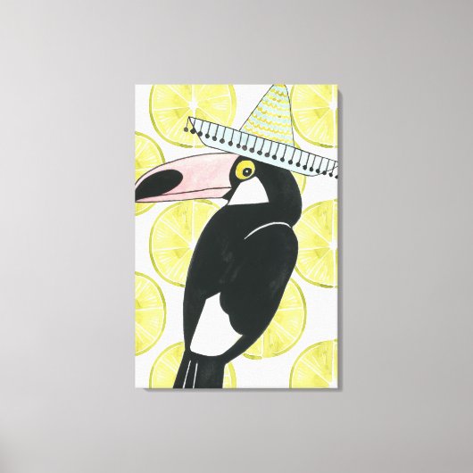 Laten we Taco Over Liefde | Toucan Sombrero Canvas Afdruk (Voorkant)