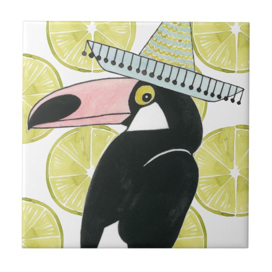 Laten we Taco Over Liefde | Toucan Sombrero Tegeltje (Voorkant)