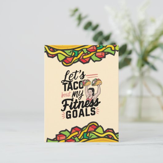 Laten we taco 'over mijn fitnessdoelen grappige re briefkaart (Staand voorkant)