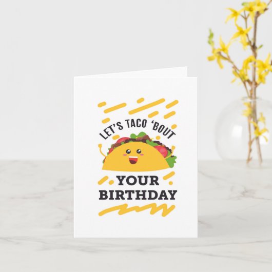Laten we Taco Puns Verjaardag Kaart (Gele Bloem)