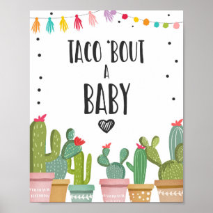 Laten we tacoën over een baby Cactus Fiesta Tafelb Poster