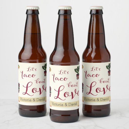 Laten we Taco's over Love Fiesta Theme Couples Sho Bier Etiket (Flessen)