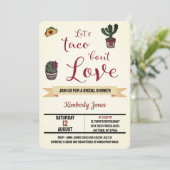 Laten we Taco's over Love Fiesta Theme Vrijgezelle Kaart (Staand voorkant)